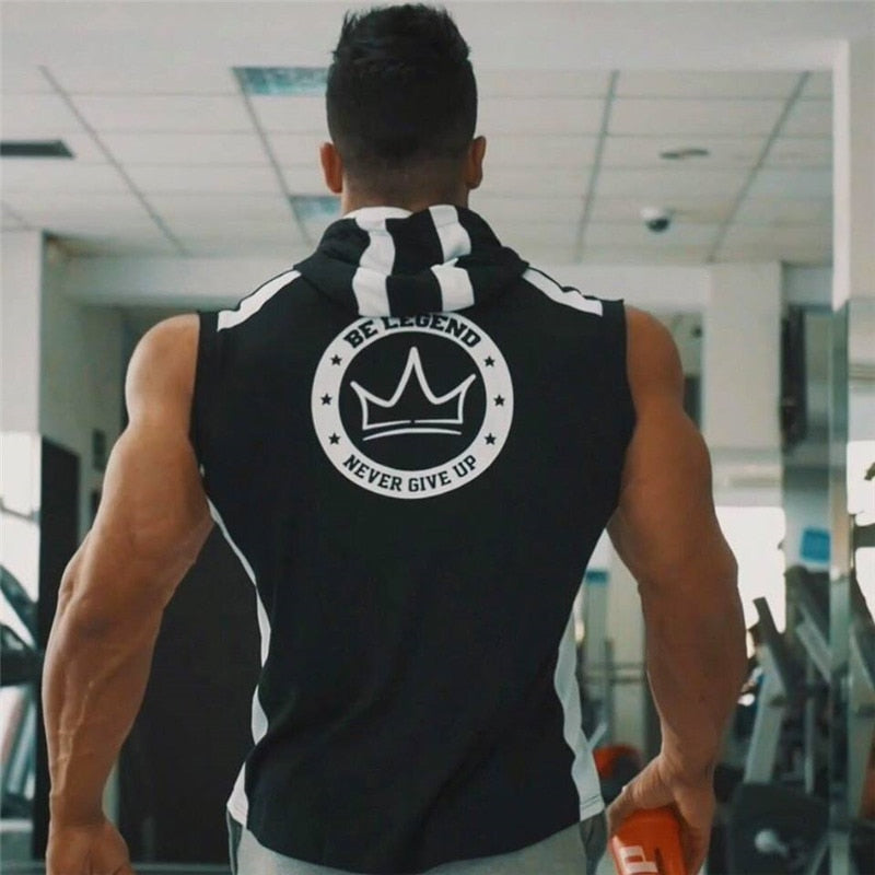 Gyms Summer Brand Stretchy Sleeveless Shirt Casual Fashion Hooded Tank Top Men bodybuilding Fitness Clothing