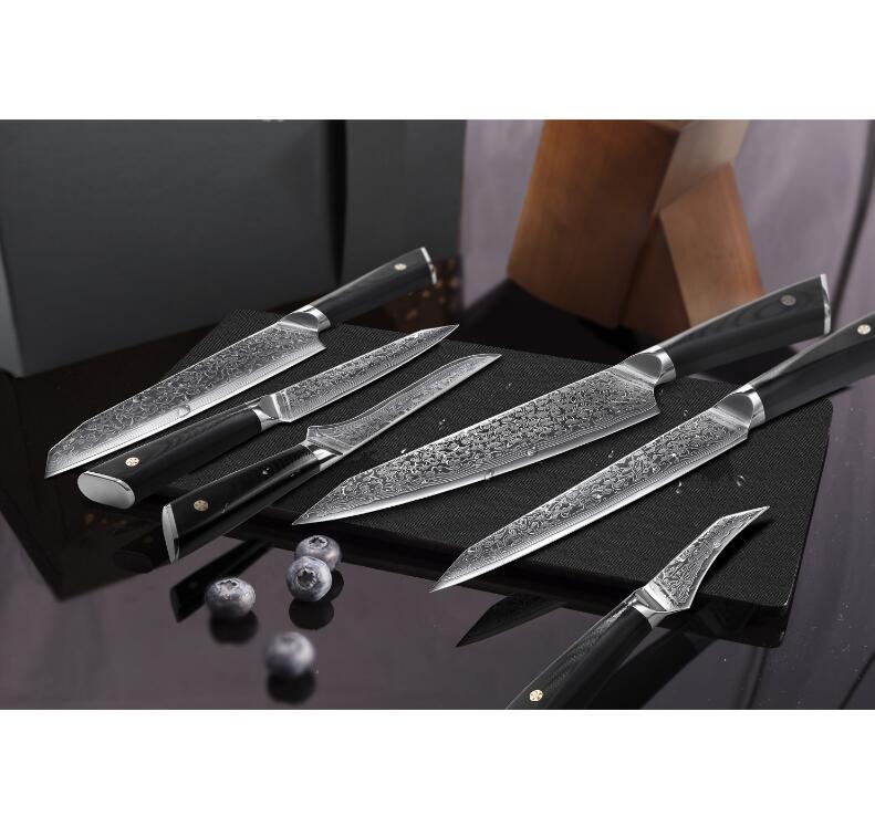 Japanese AUS10 steel 9pcs damascus knife set With knife holder - TRIPLE AAA Fashion Collection