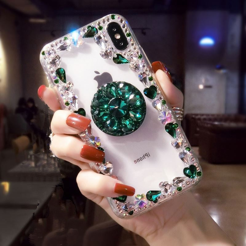 Love Pink Diamond 3D Bracket Transparent Phone Case