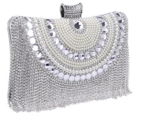 Rhinestones Tassel Clutch Diamonds Beaded Metal Evening Bags Chain Shoulder Messenger Purse Evening Bags For Wedding Bag - TRIPLE AAA Fashion Collection
