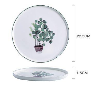 6color 8.8inch In-glaze Decoration Plant Dinner Plate Bone China Cake Dishes Plate Porcelain Pastry Fruit Tray Ceramic Tableware
