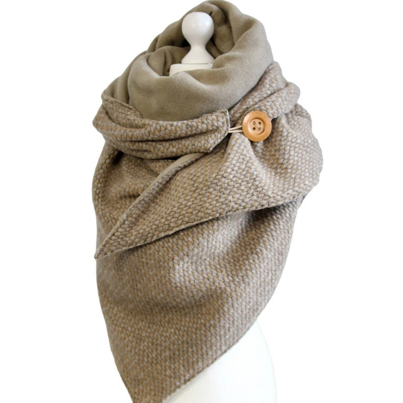 Winter Scarf For Women Fashion Soild Dot Printing Button Soft Wrap Casual Warm Scarves Shawls Scarf