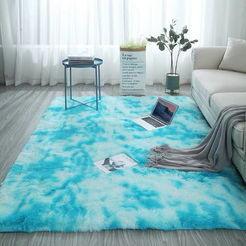 Grey Carpet Tie Dyeing Plush Soft Carpets For Living Room Bedroom Anti-slip Floor Mats Bedroom Water Absorption Carpet Rugs - TRIPLE AAA Fashion Collection