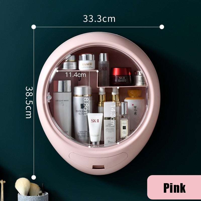Bathroom Wall-mounted Makeup Organizer Punch-free Large Capacity Jewelry Cosmetic Storage Box Women Skin Care Beauty Rack - TRIPLE AAA Fashion Collection