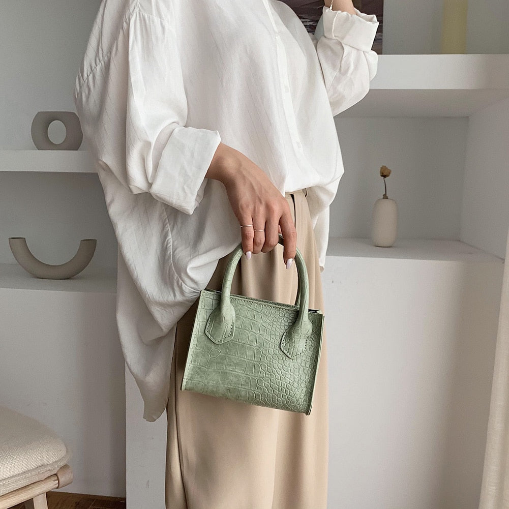 Classic Texture Vintage Alligator Leather Shoulder Bags Delicate Creative Design Women Pure Small Totes Crossbody Handbag