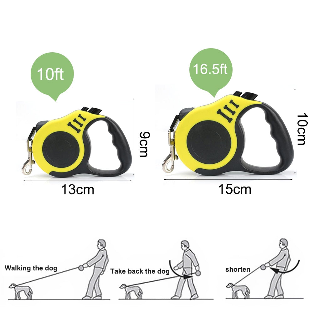3/5M Durable Dog Leash Automatic Retractable Nylon Dog Cat Lead Extending Puppy Walking Running Lead Roulette For Dogs - TRIPLE AAA Fashion Collection