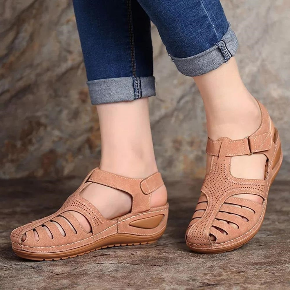 Summer Shoes Women Sandals PU Buckle Ladies Retro Sewing Hollow Out Woman Flat Shoes - TRIPLE AAA Fashion Collection
