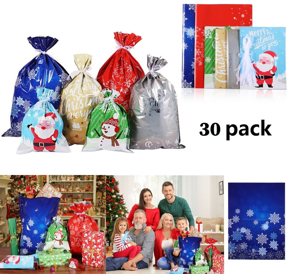 30PCS Drawstring Gift Bags Christmas Party Wedding Favors Bags Draw String Pouch Christmas Gift Bags