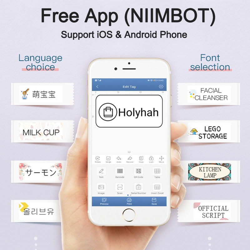 Niimbot D11 Wireless label printer Portable Pocket Label Printer Bluetooth Thermal Label Printer Fast Printing Home Use Office P - TRIPLE AAA Fashion Collection