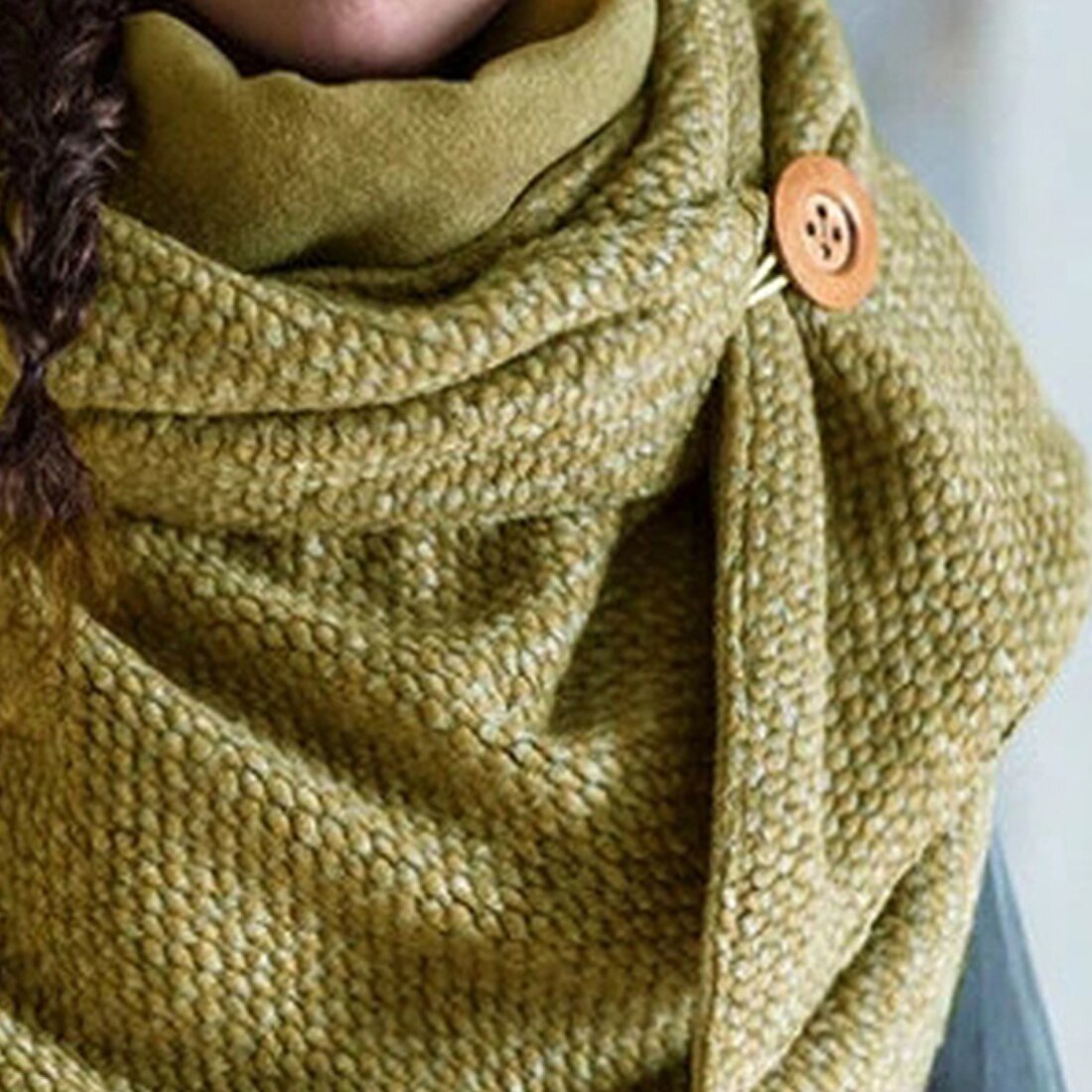 Winter Scarf For Women Fashion Soild Dot Printing Button Soft Wrap Casual Warm Scarves Shawls Scarf