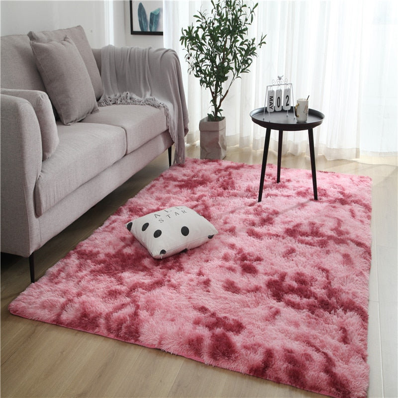 Grey Carpet Tie Dyeing Plush Soft Carpets For Living Room Bedroom Anti-slip Floor Mats Bedroom Water Absorption Carpet Rugs - TRIPLE AAA Fashion Collection