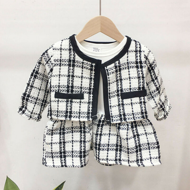 2Pcs Autumn Winter Party Kids Clothes For Baby Girl Fashion Pageant Plaid Coat Tutu Dress Outfits Suit Toddler Girl Clothing Set - TRIPLE AAA Fashion Collection
