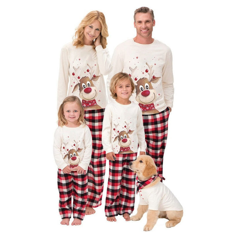 Christmas Family Matching Pajamas Set Deer Adult Kid Family Matching Clothes Top+Pants Xmas Sleepwear Pj's Set Baby Romper - TRIPLE AAA Fashion Collection