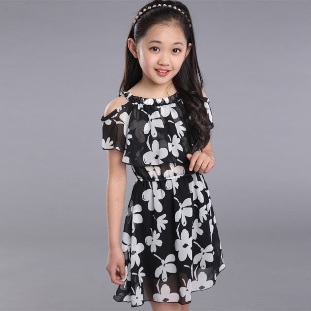 Teenage Girl Dresses Summer Children's Clothing Kids Flower Dress Chiffon Princess Dresses For Age 7 8 9 10 11 12 Years - TRIPLE AAA Fashion Collection
