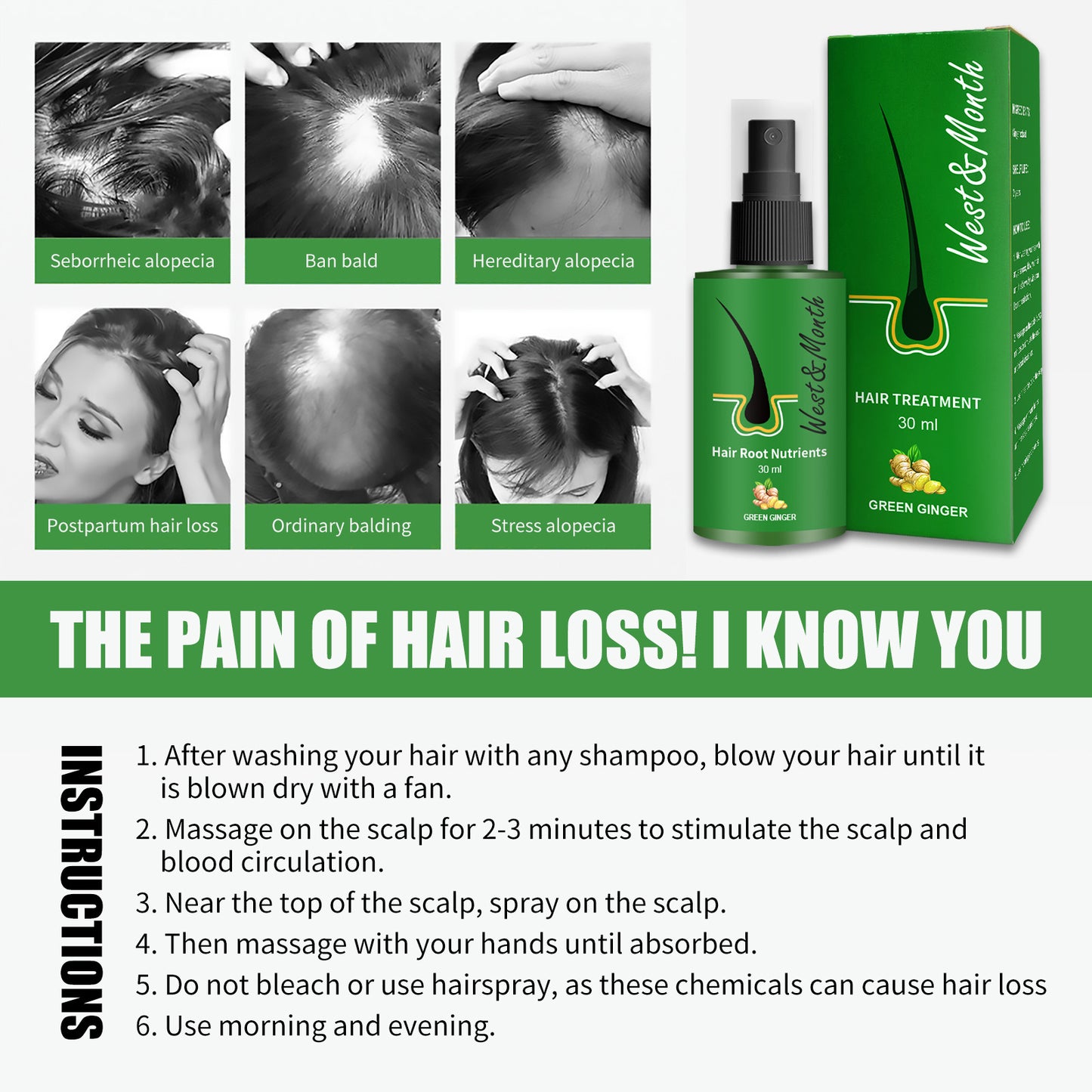 Plant Anti-U-turn Growth Hair Follicle Black Hair Growth Nutrient Solution
