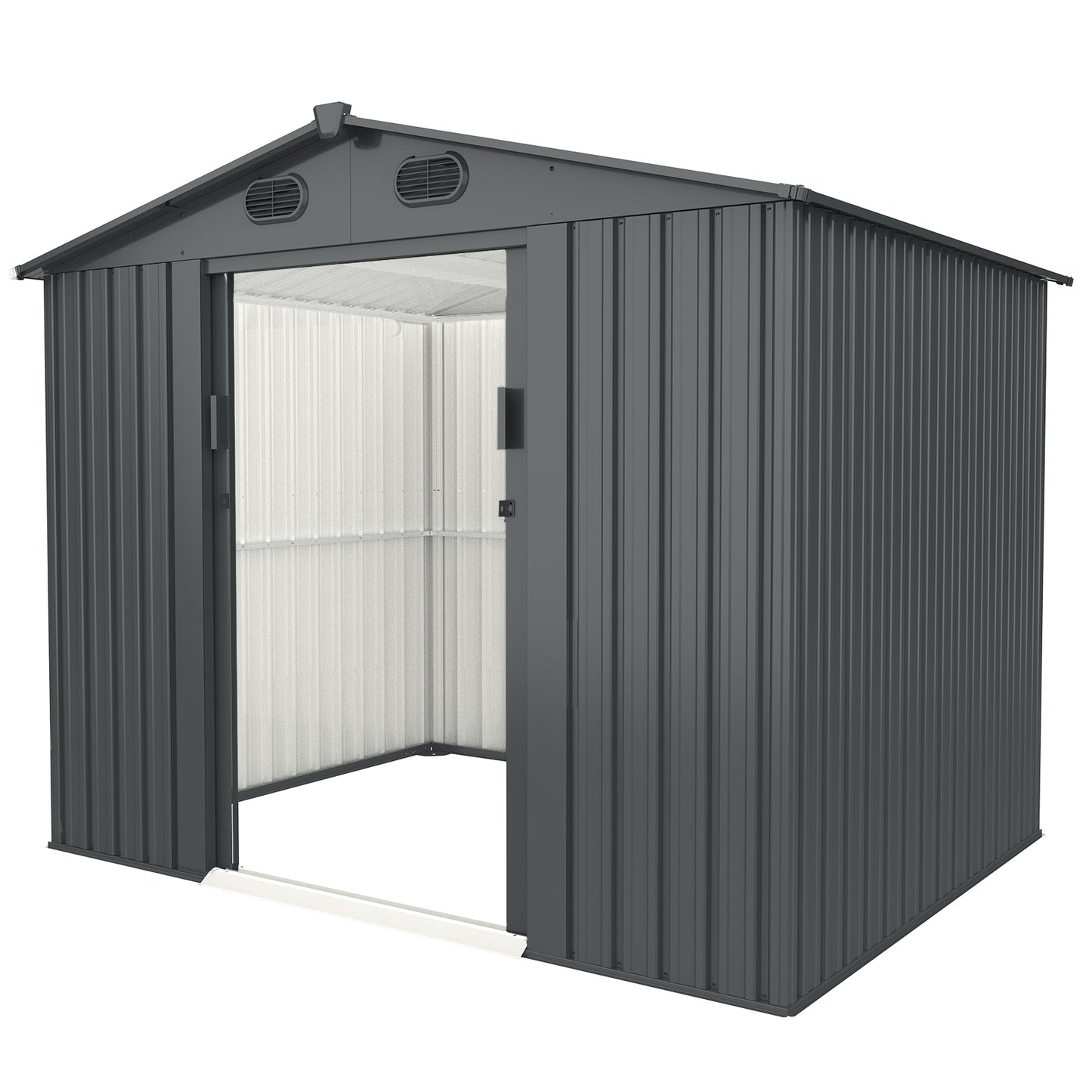 Outdoor Storage Shed, 8' X 6' Galvanized Steel Garden Shed with 4 Vents & Double Sliding Door, Utility Tool Shed Storage House for Backyard, Patio, Lawn