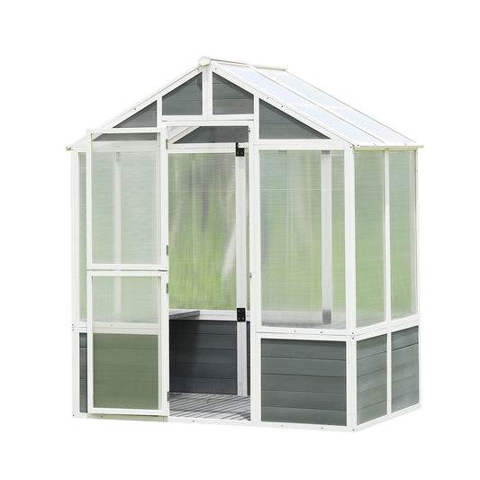 76''x48''x86'' Polycarbonate Greenhouse, Walk-in Outdoor Plant Gardening Greenhouse for Patio Backyard Lawn, Cold Frame Wooden Greenhouse Garden Shed for Plants, Grow House with Front Entry Door